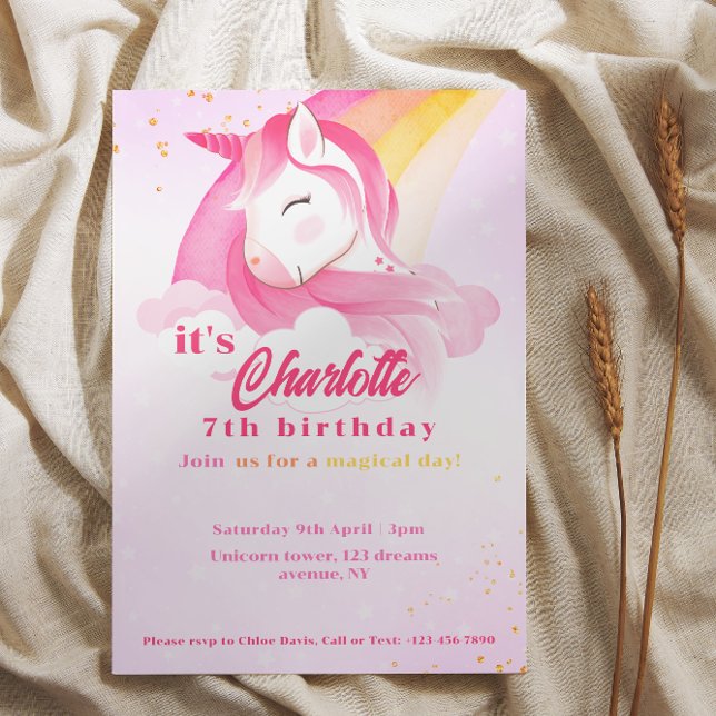 Convite Aniversário do Magical Rainbow Pastel Unicorn (Magical Rainbow unicorn birthday Invitation)