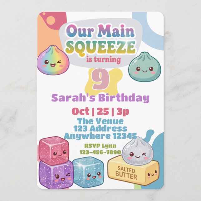 Convite Aniversário do Main Squeeze Squishy (Frente)
