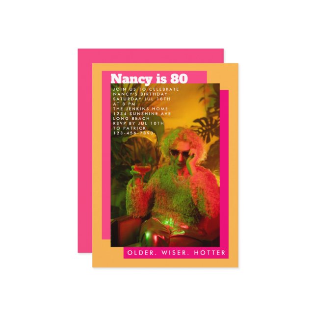 Convite Aniversário do Mais velho de Fotografias Amarelo e (Frente/Verso In Situ)