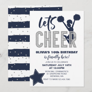 Convite Aniversário do Marinho de Cheerhead e Silver Cheer
