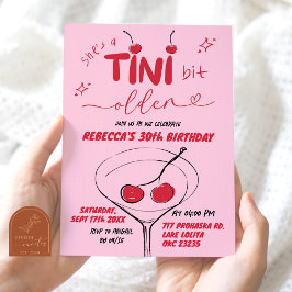 Convite Aniversário do Martini de Cereja Desenhado à Mão R