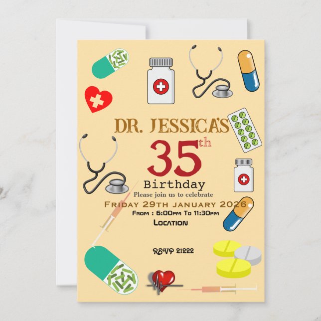 Convite Aniversário do médico (Frente)