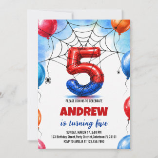 Convite Aniversário do Menino Balão Aranha Super-Herói
