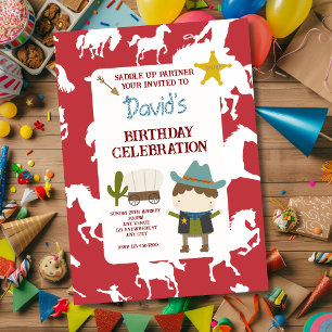 Convite Aniversário do Menino Cowboy do Cavalinho Vermelho