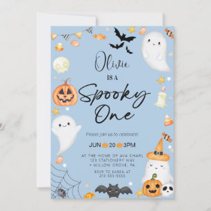 Convite Aniversário do Menino das ruas do Halloween Azul