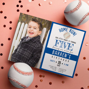 Convite Aniversário do Menino de Foto do Baseball em Cana-