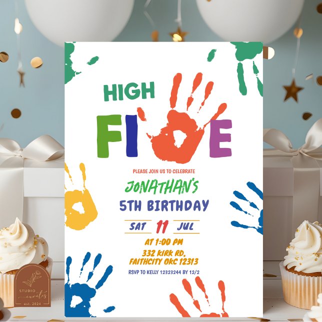 Convite Aniversário do Menino de High Five (Criador carregado)
