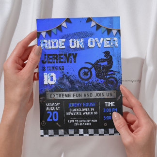 Convite Aniversário do Menino de Motocross - Bicicleta de