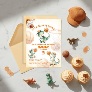 Convite Aniversário do Menino Dinossauro Basquete Grito e