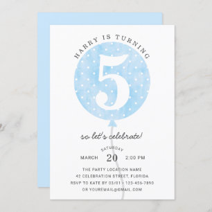 Convite Aniversário do Menino Elegante do Balão Azul Moder