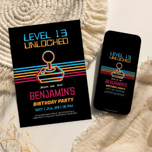 Convite Aniversário do Menino Jogador de Video Games Retrô