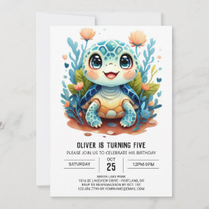 Convite Aniversário do Menino Tartaruga Personalizado com 