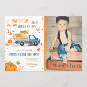 Convite Aniversário do Menino Verde Azul Caminhão Azul