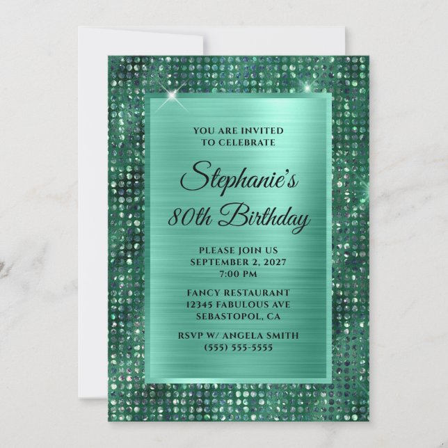 Convite Aniversário do Mint Emerald Diamond Study Foil 80 (Frente)