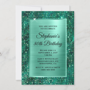 Convite Aniversário do Mint Emerald Diamond Study Foil 80