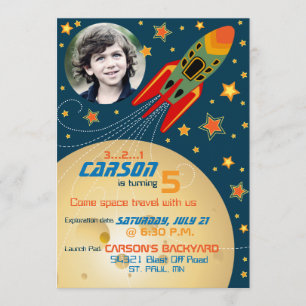 Convite Aniversário do Modelo de Fotografia de Planetas e 