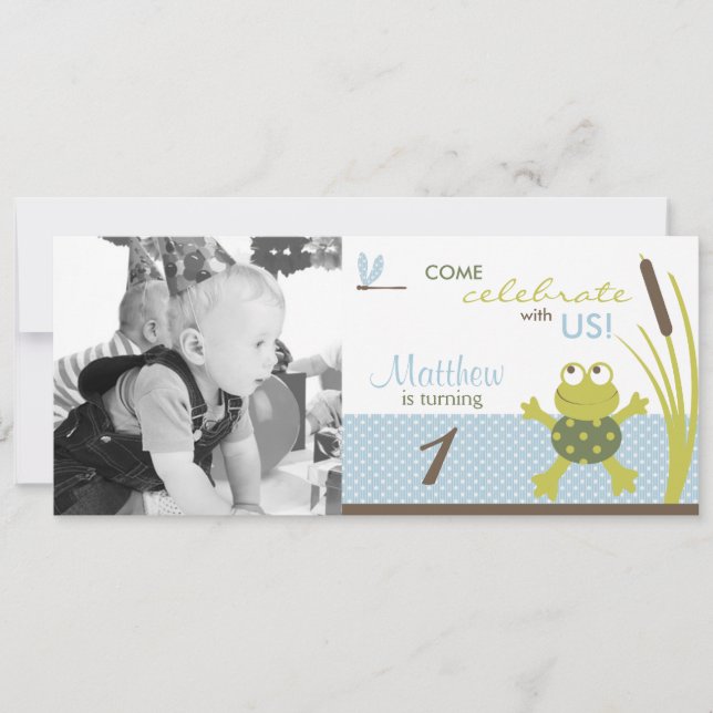 Convite Aniversário do Modelo de Fotografia de Sapo de Nat (Frente)