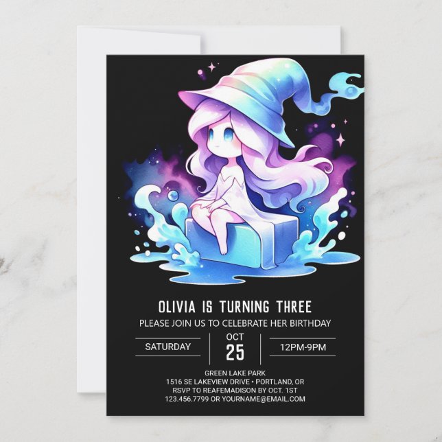 Convite Aniversário do Mystical Elegant Wizard (Frente)