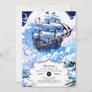 Convite Aniversário do navio encantado personalizado