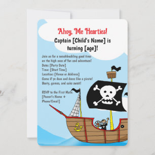 Convite Aniversário do navio pirata