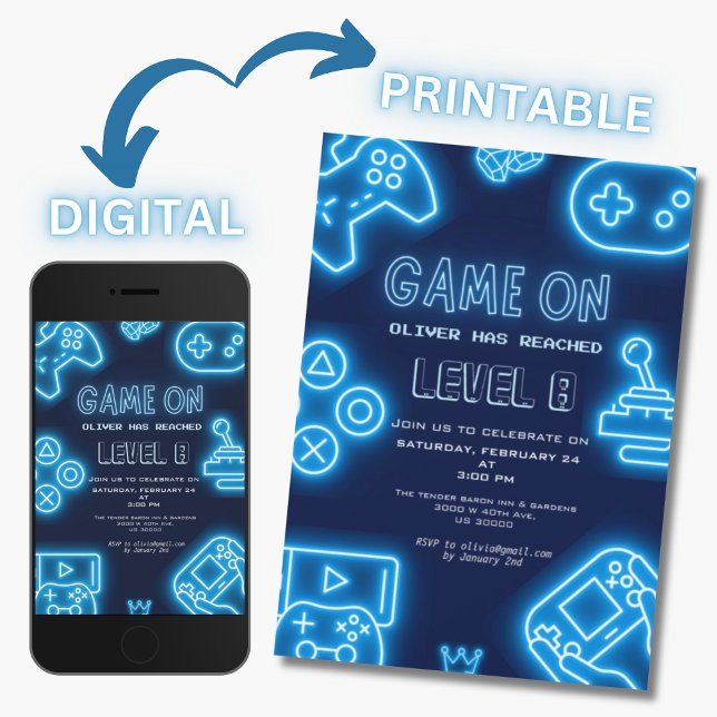 Convite Aniversário do Neon Any Year videos games (Criador carregado)