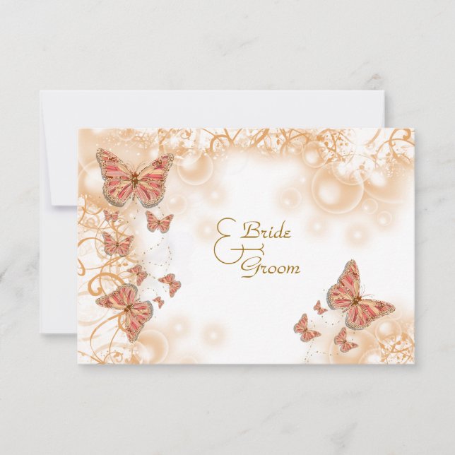 Convite Aniversário do noivado de casamento do pêssego cor (Frente)