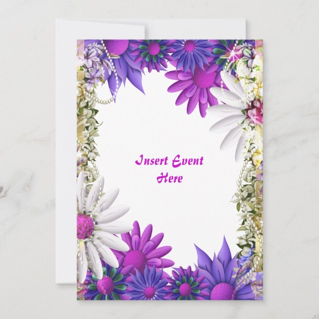 Convite Aniversário do noivado de casamento roxo azul (Frente)