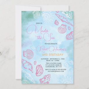Convite Aniversário Do Oceano Marinho Rosa