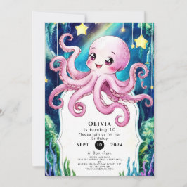 Convite Aniversário do Octopus de Crianças Magnéticas