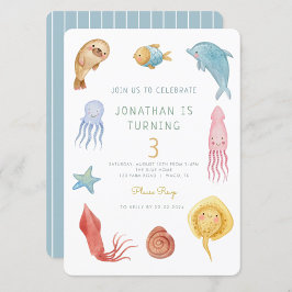 Convite Aniversário do Octopus de Cute Animal do Oceano Oc