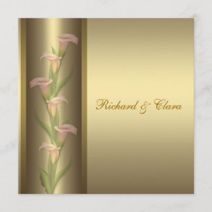 Convite Aniversário do Ouro Dourado Calla Lily 50