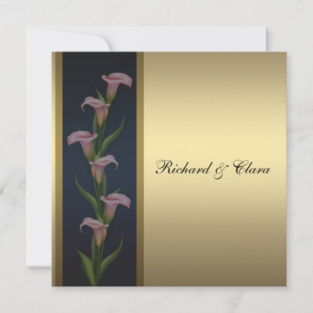 Convite Aniversário do Ouro Dourado Calla Lily 50 (Frente)