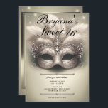 Convite Aniversário do ouro Olive Mascarada Doce 16 Foto<br><div class="desc">Personalize como quiser. Substitua a foto no verso por sua própria foto ou remova a foto juntos.</div>