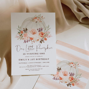 Convite Aniversário do outono do Pequeno Pumpkin Blush Pe