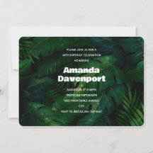 Aniversário do Padrão de Folhas Tropicais Verdes E