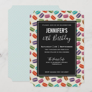 Convite Aniversário do Padrão de Macarões Coloridos Bon