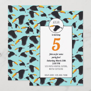 Convite Aniversário do Padrão de Pássaro Tropical de Tu