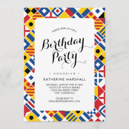 Convite Aniversário do Padrão do Sinalizador do Sinal Náut