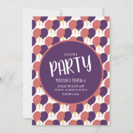 Convite Aniversário do Padrão Flutuante de Balão Desenhado