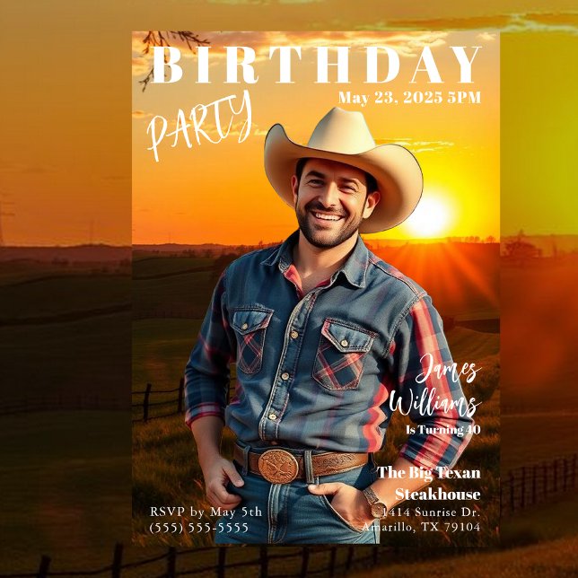 Convite Aniversário do País Cobrir da Revista (Magazine Cover Country Birthday Invitation-For Men)