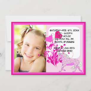 Convite Aniversário do Palomino Rosa (corações florais ros