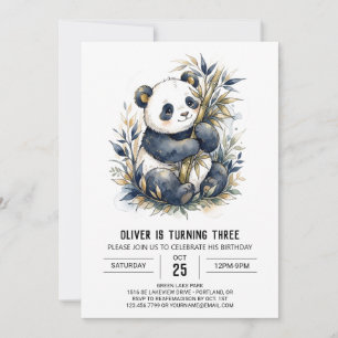 Convite Aniversário do Panda Verde de Bambu