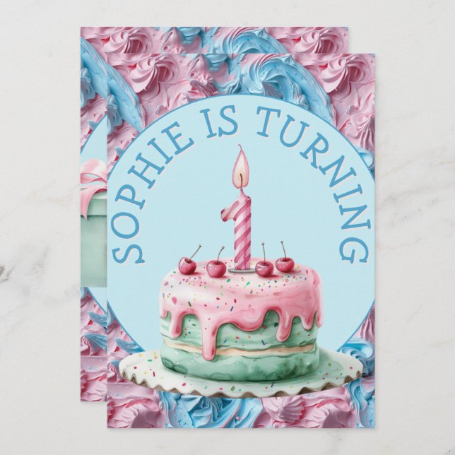 Convite Aniversário do partido Buttercreme (Frente/Verso)