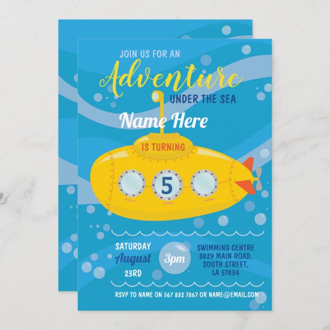 Convite Aniversário do Partido da Nação Submarina do Anive (Frente/Verso)