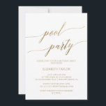 Convite Aniversário do Partido da Piscina da Caligrafia Do<br><div class="desc">Esta elegante carta de convite de aniversário de piscina de caligrafia em ouro é perfeita para um evento simples. A design neutra apresenta uma carta minimalista decorada com a tipografia falsa de ouro romântica e caprichosa. Nota: Este design não apresenta folha de ouro real. É um gráfico de alta qualidade...</div>