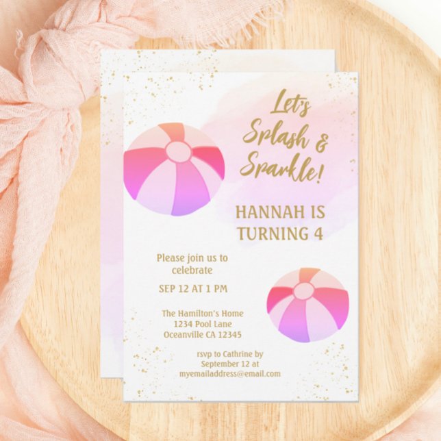 Convite Aniversário do Partido da Piscina de Água Espartos (Criador carregado)