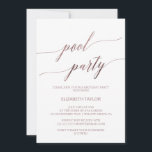 Convite Aniversário do Partido da Piscina de Caligrafia Do<br><div class="desc">Este elegante cartão de convite de aniversário de piscina de caligrafia em rosa dourado é perfeito para um evento simples. A design cor-de-rosa-pincelada apresenta uma carta minimalista decorada com tipografia da folha de ouro rosa-falso romântica e caprichosa. Nota: Este design não apresenta folha de ouro rosa real. É um gráfico...</div>