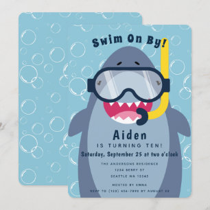 Convite Aniversário do Partido da Piscina de Tubarões