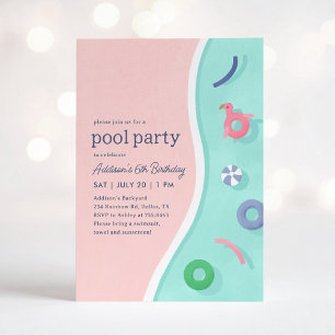 Convite Aniversário do Partido da Piscina de Verão Moderno