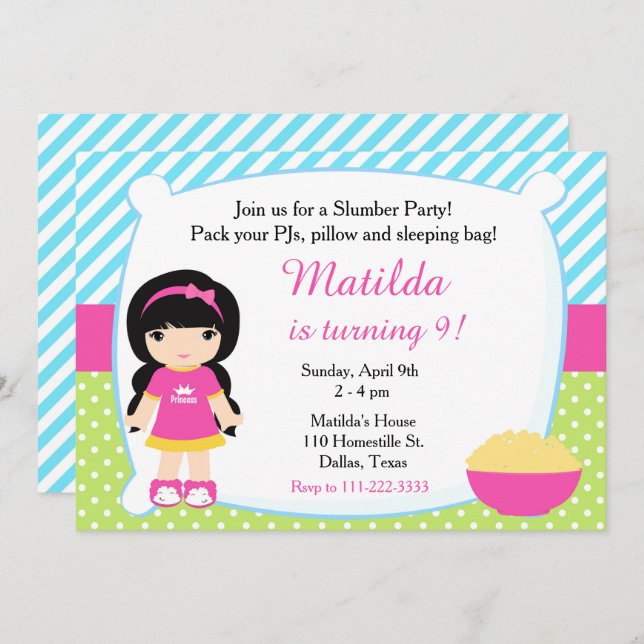 Convite Aniversário do Partido Desmoronador do Cabelo Negr (Frente/Verso)